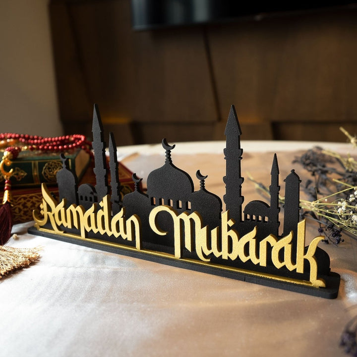 Ramadan Mubarak Metal Tabletop Decor - WAMH109 - Wall Art Istanbul