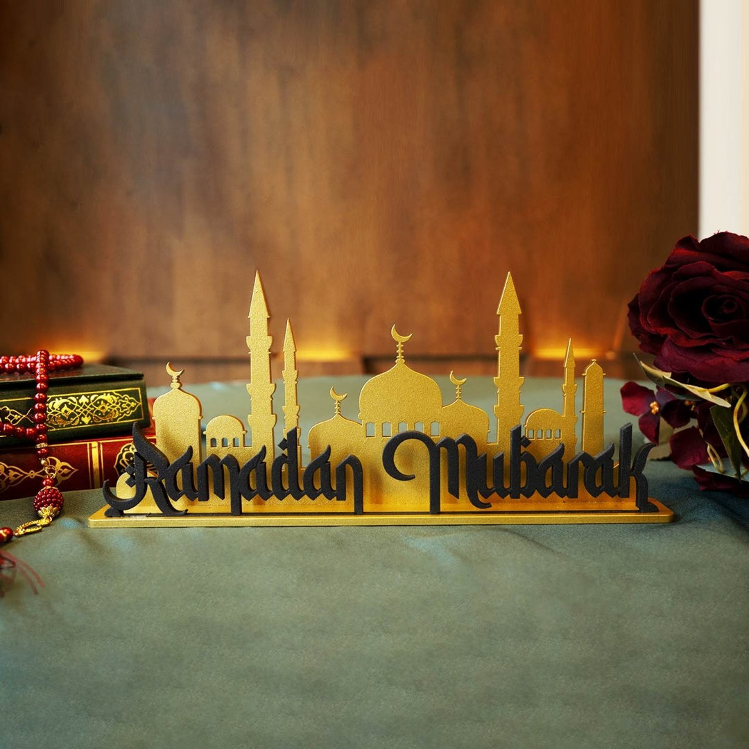 Ramadan Mubarak Metal Tabletop Decor - WAMH109 - Wall Art Istanbul