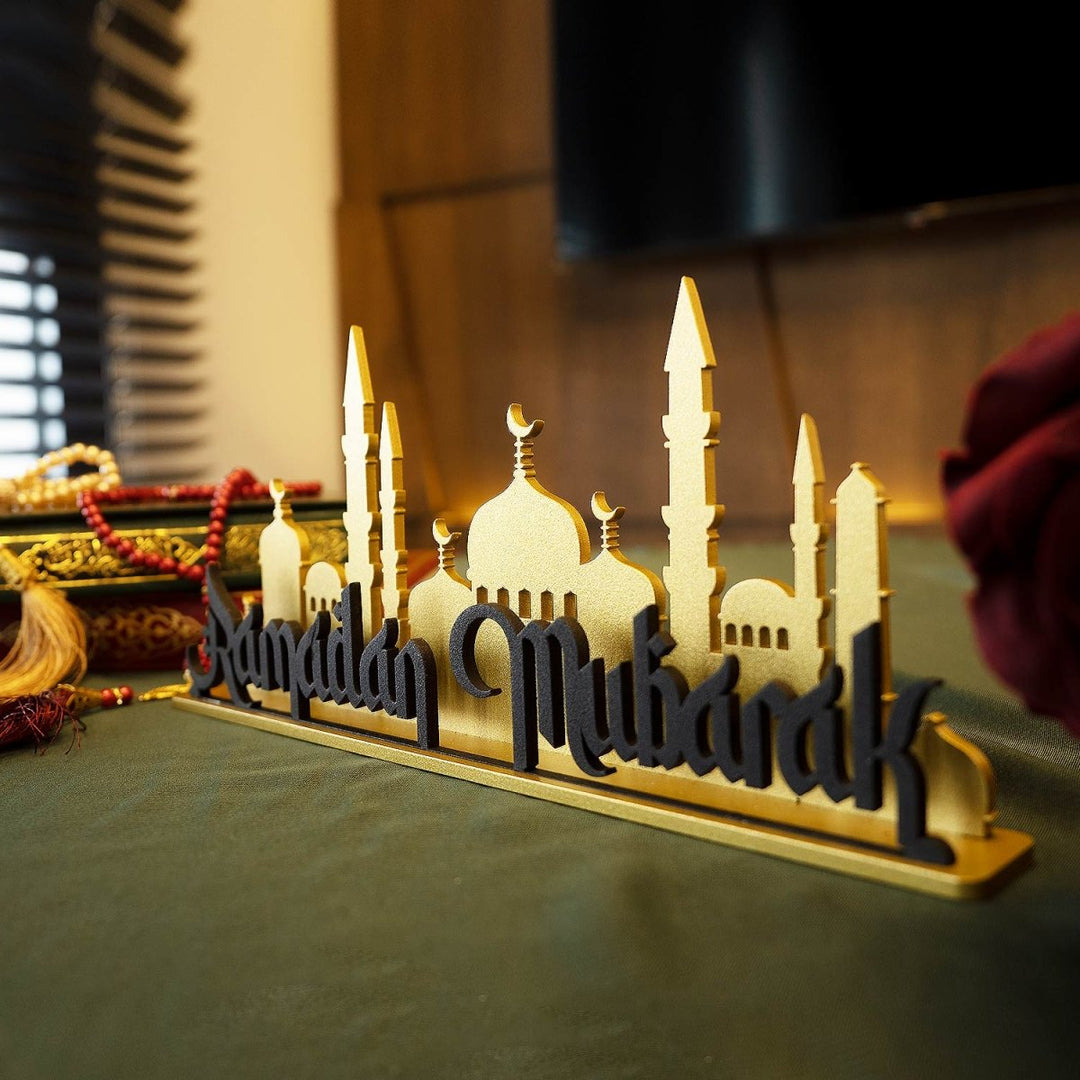 Ramadan Mubarak Metal Tabletop Decor - WAMH109 - Wall Art Istanbul