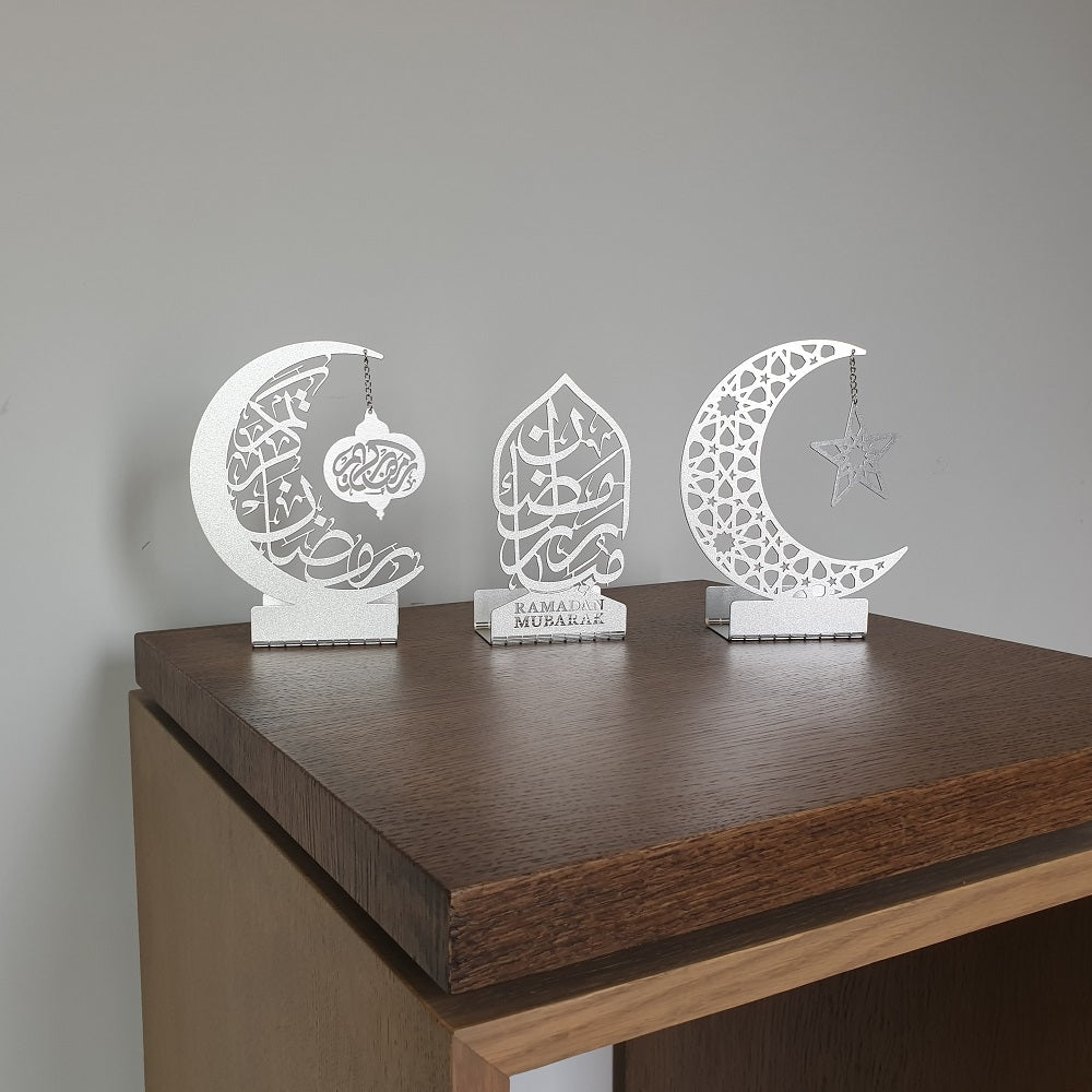 Ramadan Mubarak Set of 3 Metal Candle Holder - WAMH099 - Wall Art Istanbul