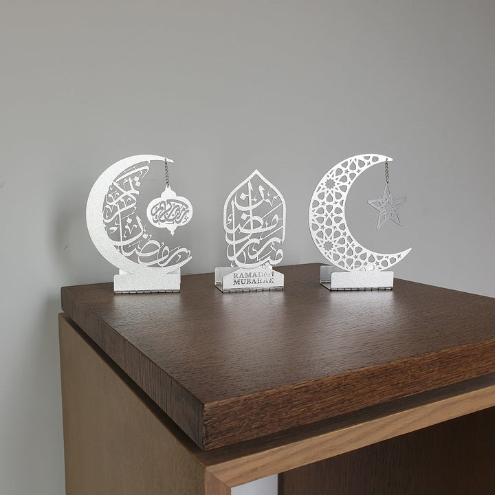 Ramadan Mubarak Set of 3 Metal Candle Holder - WAMH099 - Wall Art Istanbul