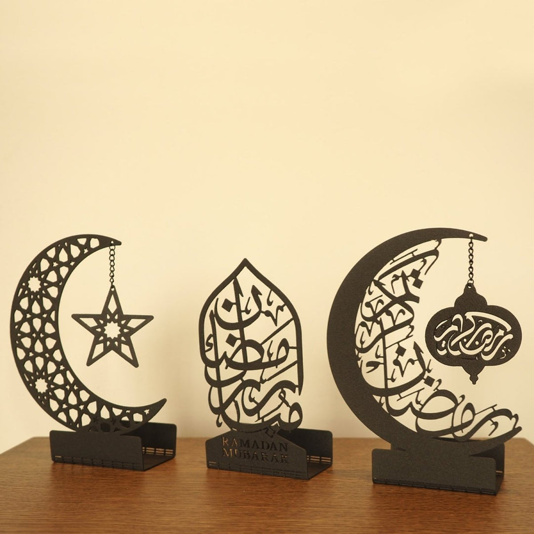 Ramadan Mubarak Set of 3 Metal Candle Holder - WAMH099 - Wall Art Istanbul