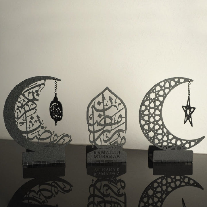 Ramadan Mubarak Set of 3 Metal Candle Holder - WAMH099 - Wall Art Istanbul