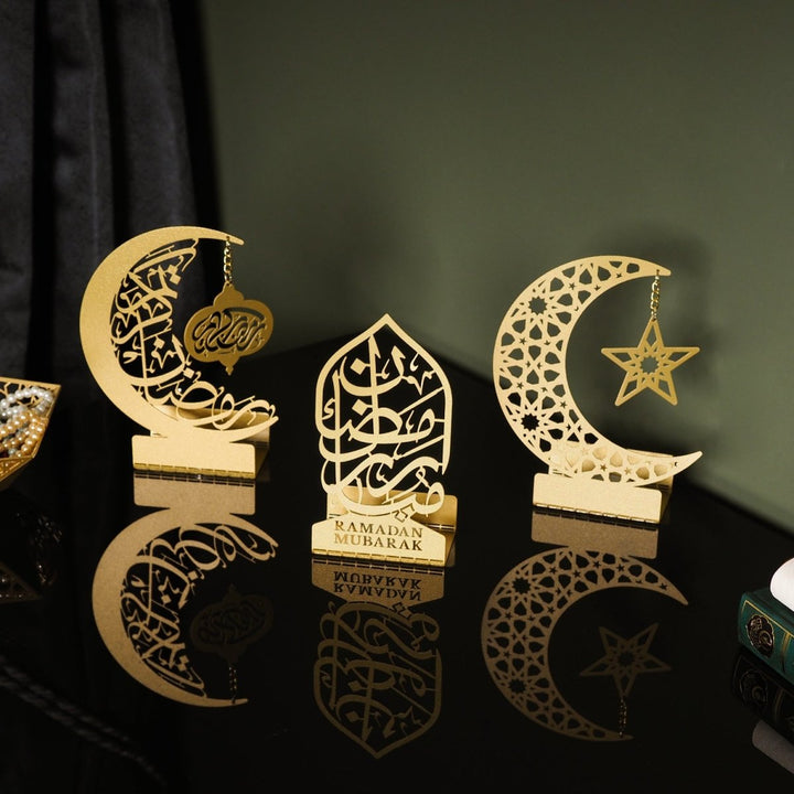 Ramadan Mubarak Set of 3 Metal Candle Holder - WAMH099 - Wall Art Istanbul