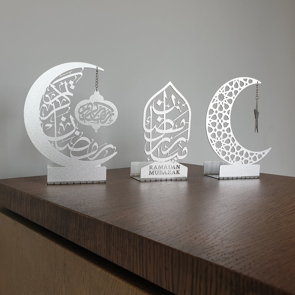 Ramadan Mubarak Set of 3 Metal Candle Holder - WAMH099 - Wall Art Istanbul